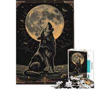 Jigsaw Puzzles 1000 Piece for Adults Howling Wolf Tarot Card Help The Brain Exercise Improve Memory Educational Game for Age 14+ Game (50x75cm)
