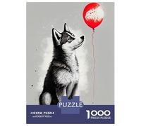 Jigsaw Puzzles 1000 Piece for Adults Husky Red Balloon Adult Puzzles Relaxing Games Analysis And Logic Great Gift for Gaming 52x38cm/1000pcs
