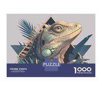 Jigsaw Puzzles 1000 Piece for Adults Iguana Portrait with Geometric And Floral Elements Jigsaws for Adults Hands-on Game But Fun And Humorous Educational Challenge 38x26cm/1000pcs