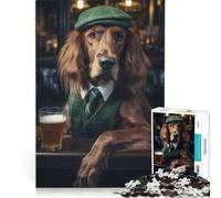 Jigsaw Puzzles 1000 Piece for Adults Irish Setter at The Pub, Educational Game, Home Art Decor, Artists Collection, Fine Art (50x75cm)