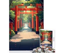 Jigsaw Puzzles 1000 Piece for Adults Japanese Shrine Pathway Toy Wall Decor Art Work Gift Hands-on Game Artists' Collection, Fine Arts Size 50x75cm
