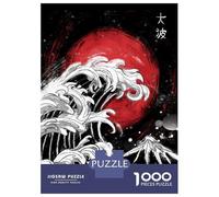Jigsaw Puzzles 1000 Piece for Adults Japanese Wave with Red Sun Jigsaws for Adults Hands-on Game But Fun And Humorous Educational Challenge 52x38cm/1000pcs