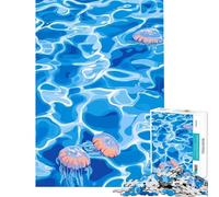 Jigsaw Puzzles 1000 Piece for Adults Jellyfish in Blue Water Illustration Hands-on Game for Educational Game Challenge Toy Great Gifts And Toys For Family Fun (Size 38x52cm)