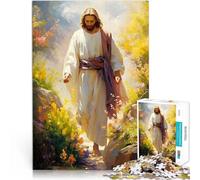 Jigsaw Puzzles 1000 Piece for Adults Jesus Christ watercolor Entspannungsspiele mit passendem Poster und Quizblatt52x38cm