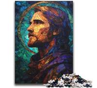Jigsaw Puzzles 1000 Piece for Adults Jesus Stained Glass Portrait Difficult Hard Brain Teaser Game Gift For Birthdays 38x52cm
