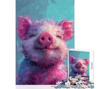 Jigsaw Puzzles 1000 Piece for Adults Joyful Piglet Bliss Toy Wall Decor Art Work Gift Hands-on Game Artists' Collection, Fine Arts Size 50x75cm