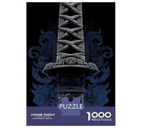 Jigsaw Puzzles 1000 Piece for Adults Katana Sword Hilt with Floral Design Jigsaw for Adults Toy Wall Decor Home Decoration Challenging To Complete 38x26cm/1000pcs