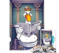 Jigsaw Puzzles 1000 Piece for Adults King Duck on The Toilet Hands-on Game for Educational Game Challenge Toy Great Gifts And Toys For Family Fun (Size 38x26cm)