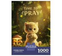 Jigsaw Puzzles 1000 Piece for Adults Kitten Praying in Forest Jigsaw for Adults Toy Wall Decor Home Decoration Challenging To Complete 38x26cm/1000pcs