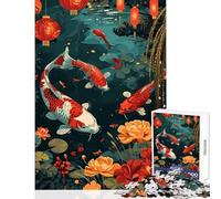Jigsaw Puzzles 1000 Piece for Adults Koi Fish in Lunar New Year 1000 Jigsaw Puzzle Toy Wall Decor Birthday Gifts for The Whole Family (50x75cm)