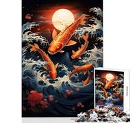 Jigsaw Puzzles 1000 Piece for Adults Koi Fish Japanese Toy Wall Decor Art Work Gift Hands-on Game Artists' Collection, Fine Arts Size 38x52cm