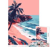 Jigsaw Puzzles 1000 Piece for Adults LA Beach Sunset Art Jigsaws for Adults Puzzle Stress Reliever Wishlist with Santa Claus Unique Challenge Game (38x26cm)