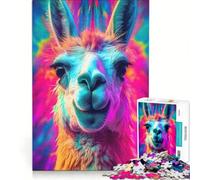 Jigsaw Puzzles 1000 Piece for Adults Llama Black Light UV Glow Impossible Game Parent-child Interaction Wishlist with Santa Claus 38x52cm