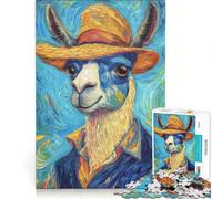 Jigsaw Puzzles 1000 Piece for Adults Llama in A Hat Hands-on Game Fun Activities at Home Beautiful Design Game 38x26cm