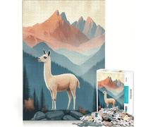 Jigsaw Puzzles 1000 Piece for Adults Llama in Mountain Landscape Painting Hands-on Game Fun Activities at Home Beautiful Design Game 38x26cm