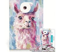 Jigsaw Puzzles 1000 Piece for Adults Llama with Toilet Paper on Head Hands-on Game Fun Activities at Home Beautiful Design Game 38x26cm