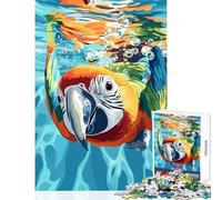 Jigsaw Puzzles 1000 Piece for Adults Macaw Parrot Swimming Underwater Illustration Toy Wall Decor Art Work Gift Hands-on Game Artists' Collection, Fine Arts Size 38x52cm