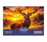 Jigsaw Puzzles 1000 Piece for Adults Majestic Stag at Sunset Jigsaw for Adults Family Game Wall Decoration Challenging To Complete 38x26cm/1000pcs