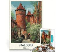 Jigsaw Puzzles 1000 Piece for Adults Malbork Castle Poster, Impossible Game, Parent-child Interaction, Wishlist with Santa Claus 50x75cm