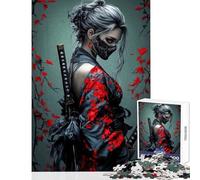 Jigsaw Puzzles 1000 Piece for Adults Masked Ninja Woman with Katanas Practical Game Improve Memory Anti-Stress Toys Parent-child Interaction (52X38cm)