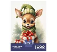 Jigsaw Puzzles 1000 Piece for Adults Merry Tiny Deer Xmas Teenager Puzzles Relax Games Presents for Women Gifts for Friends And Family 52x38cm/1000pcs