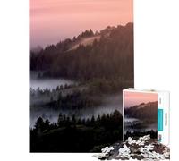 Jigsaw Puzzles 1000 Piece for Adults Misty Forest Landscape at Sunset Learning Educational Toys Educational Game Hand Speed Race Great Gifts (Size 75x50cm)