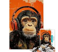 Jigsaw Puzzles 1000 Piece for Adults Monkey Beats 1000 Jigsaw Puzzle Toy Wall Decor Birthday Gifts for The Whole Family (Size 50x75cm)