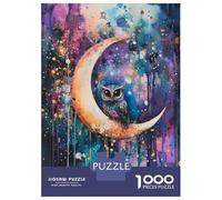 Jigsaw Puzzles 1000 Piece for Adults Moonlit Owl Watercolor Print Adult Jigsaw Hands-on Game Wall Decoration Gifts for Friends And Family 70x50cm/1000pcs