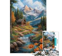 Jigsaw Puzzles 1000 Piece for Adults Mountain Cabin Retreat 1000 Jigsaw Puzzle Toy Wall Decor Birthday Gifts for The Whole Family (Size 38x26cm)