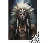 Jigsaw Puzzles 1000 Piece for Adults Native American Indian Chief Puzzles for Adults Brain Teaser Game Difficult Hard Educational Challenge 70x50cm/1000pcs