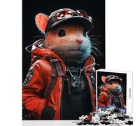 Jigsaw Puzzles 1000 Piece for Adults Neon Cyberpunk Hamster Toy Wall Decor Art Work Gift Hands-on Game Artists' Collection, Fine Arts Size 38x26cm