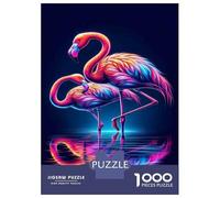 Jigsaw Puzzles 1000 Piece for Adults Neon Flamingo Wall Art Print Puzzles for Adults Brain Teaser Game Difficult Hard Educational Challenge 70x50cm/1000pcs