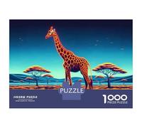 Jigsaw Puzzles 1000 Piece for Adults Neon Giraffe Sunset Landscape Adult Jigsaw Hands-on Game Wall Decoration Gifts for Friends And Family 52x38cm/1000pcs