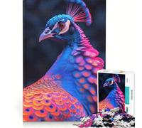 Jigsaw Puzzles 1000 Piece for Adults Neon Peacock Fun Games Analysis And Logic Suitable for Desktop Decoration 38x26cm