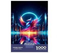 Jigsaw Puzzles 1000 Piece for Adults Neon Phoenix Cityscape Art Print Puzzles for Adults Brain Teaser Game Difficult Hard Educational Challenge 70x50cm/1000pcs