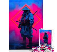 Jigsaw Puzzles 1000 Piece for Adults Neon Samurai Warrior Jigsaws for Adults Puzzle Stress Reliever Wishlist with Santa Claus Unique Challenge Game (50x75cm)
