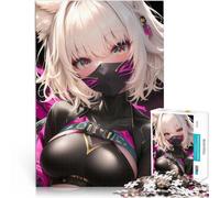 Jigsaw Puzzles 1000 Piece for Adults Ninja Anime Girl with Cat Ears Familienaktivität Künstlersammlung, Bildende Kunst52x38cm