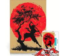 Jigsaw Puzzles 1000 Piece for Adults Ninja Silhouette with Red Sun And Tree Practical Game For Family Fun Unique Gifts for Birthday And Christmas 38x52cm