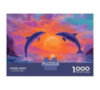 Jigsaw Puzzles 1000 Piece for Adults Ocean Sunset Dolphins Adult Puzzles Anti-Stress Toys Home Decoration Gifts for Friends And Family 52x38cm/1000pcs