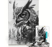 Jigsaw Puzzles 1000 Piece for Adults Owl Double Exposure Trees Impossible Game Parent-child Interaction Wishlist with Santa Claus 50x75cm