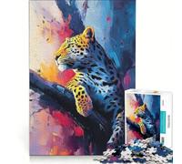 Jigsaw Puzzles 1000 Piece for Adults Painterly Leopard Big Cat Hands-on Game Fun Activities at Home Beautiful Design Game 38x26cm