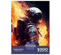 Jigsaw Puzzles 1000 Piece for Adults Painting Astronaut Flames Adult Puzzles Relaxing Games Analysis And Logic Great Gift for Gaming 38x26cm/1000pcs
