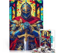 Jigsaw Puzzles 1000 Piece for Adults Paladin Stained Glass Challenging To Complete But Fun And Humorous 26x38cm Birthday Gifts for Age 14