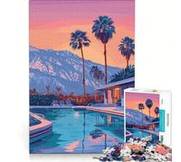 Jigsaw Puzzles 1000 Piece for Adults Palm Springs Poolside Paradise Illustration Impossible Game Parent-child Interaction Wishlist with Santa Claus 38x26cm
