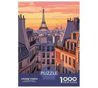 Jigsaw Puzzles 1000 Piece for Adults Paris Sunset Skyline Adult Jigsaw Puzzle Family Games Home Decoration Educational Challenge 38x26cm/1000pcs