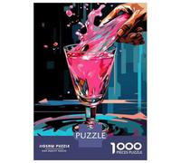 Jigsaw Puzzles 1000 Piece for Adults Pink Drink Glass Art Print Puzzles for Adults Brain Teaser Game Difficult Hard Educational Challenge 70x50cm/1000pcs