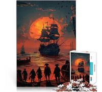 Jigsaw Puzzles 1000 Piece for Adults Pirate Ship Landscape Staycation: Zeit totschlagen Kunstwerk Geschenk38x26cm
