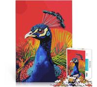 Jigsaw Puzzles 1000 Piece for Adults Pop Art Peacock Herausforderndes Spielspielzeug mit passendem Poster und Quizblatt38x26cm