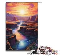 Jigsaw Puzzles 1000 Piece for Adults Psychedelic Horse Shoe Bend Canyon at Night Puzzle Hands on Game Unique Home Decor And Gifts 1000 PCS(38x26cm)