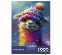Jigsaw Puzzles 1000 Piece for Adults Rainbow Llama Wall Art Print Puzzles for Adults Brain Teaser Game Difficult Hard Educational Challenge 38x26cm/1000pcs